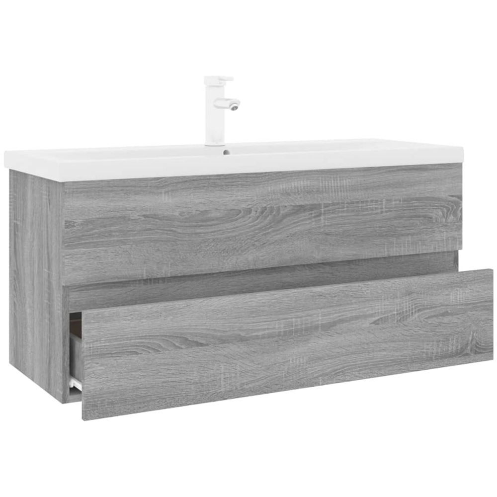 vidaXL 2 Drawer Grey Washbasin Cabinet with Built-In Sink Image 3