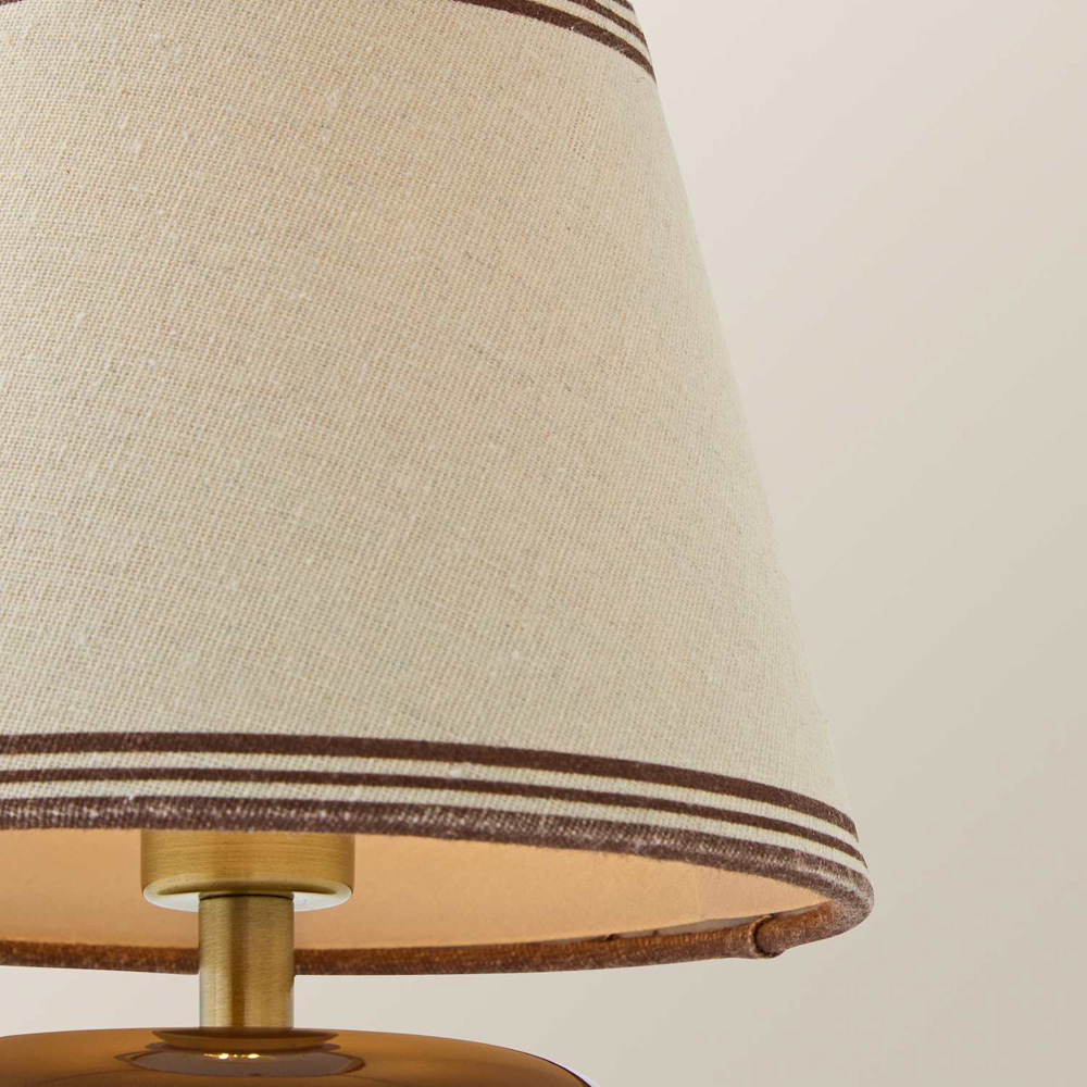 ValueLights Gia Triple Trim Linen Shade Brown Ceramic Stack Rechargeable Table Lamp with Bulb Image 4