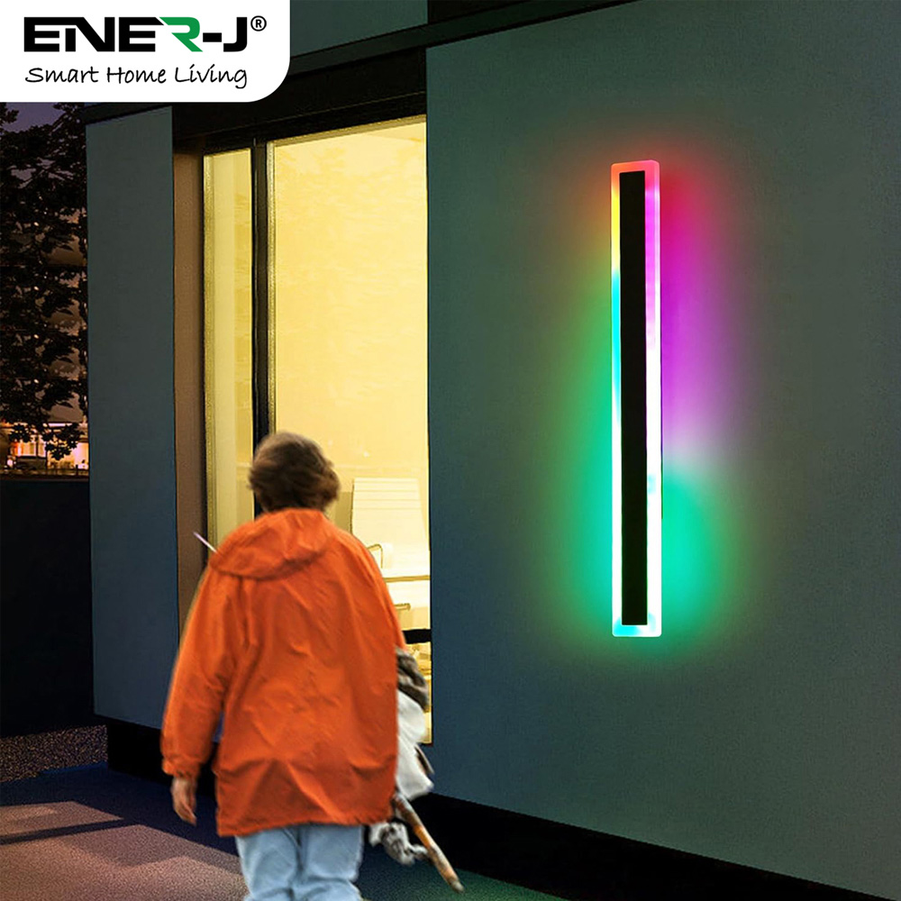 Ener-J 100 x 8cm Acrylic Black Colour Changing Outdoor Wall Light Image 4