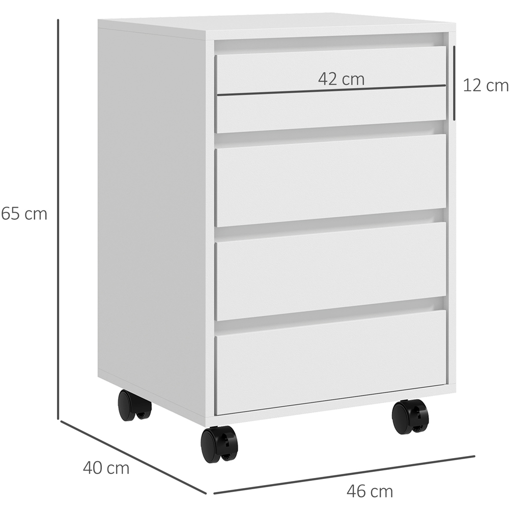 HOMCOM 4 Drawer White Vertical Mobile Filing Cabinet Image 9
