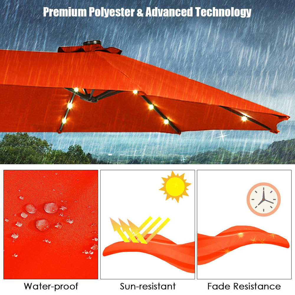 Costway Orange 36 LED Double Sided Crank Parasol 4.6m Image 7