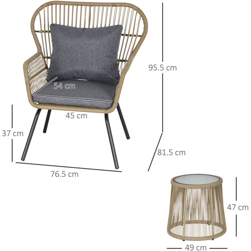 Outsunny Rattan Effect 2 Seater Bistro Set Image 7