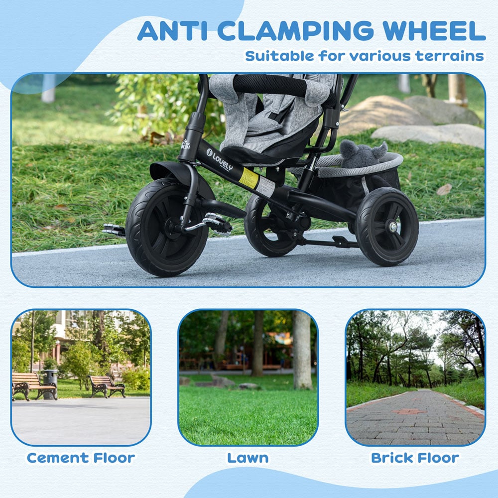 Tommy Toys Grey 6 in 1 Kids Trike with Parent Handle Green Image 7