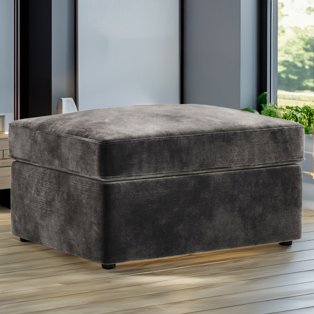 Jay-Be Steel Luxe Velvet Fold-Out Footstool Bed with Comfort Mattress Image 1