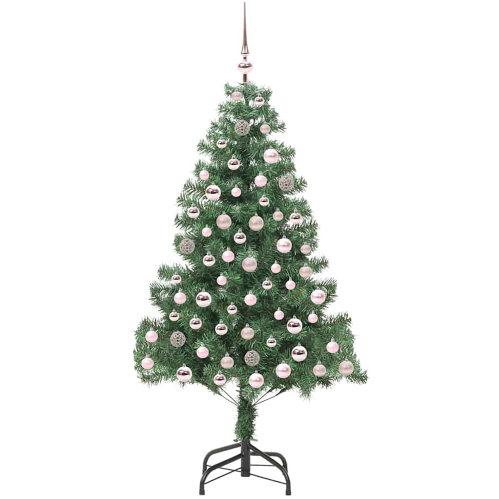 vidaXL Pre-Lit Pink Baubles Green Artificial Christmas Tree 7ft Image 4
