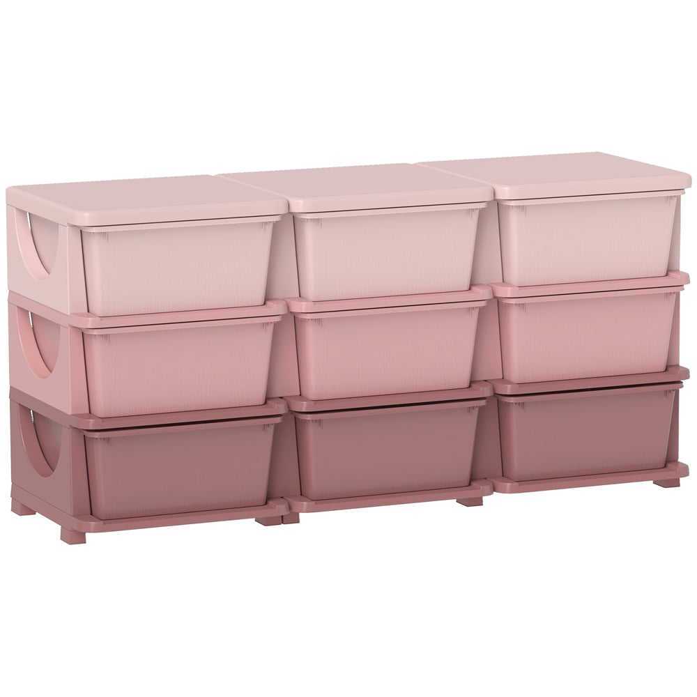 HOMCOM 9 Drawer Pink Kids Chest of Drawers Image 2