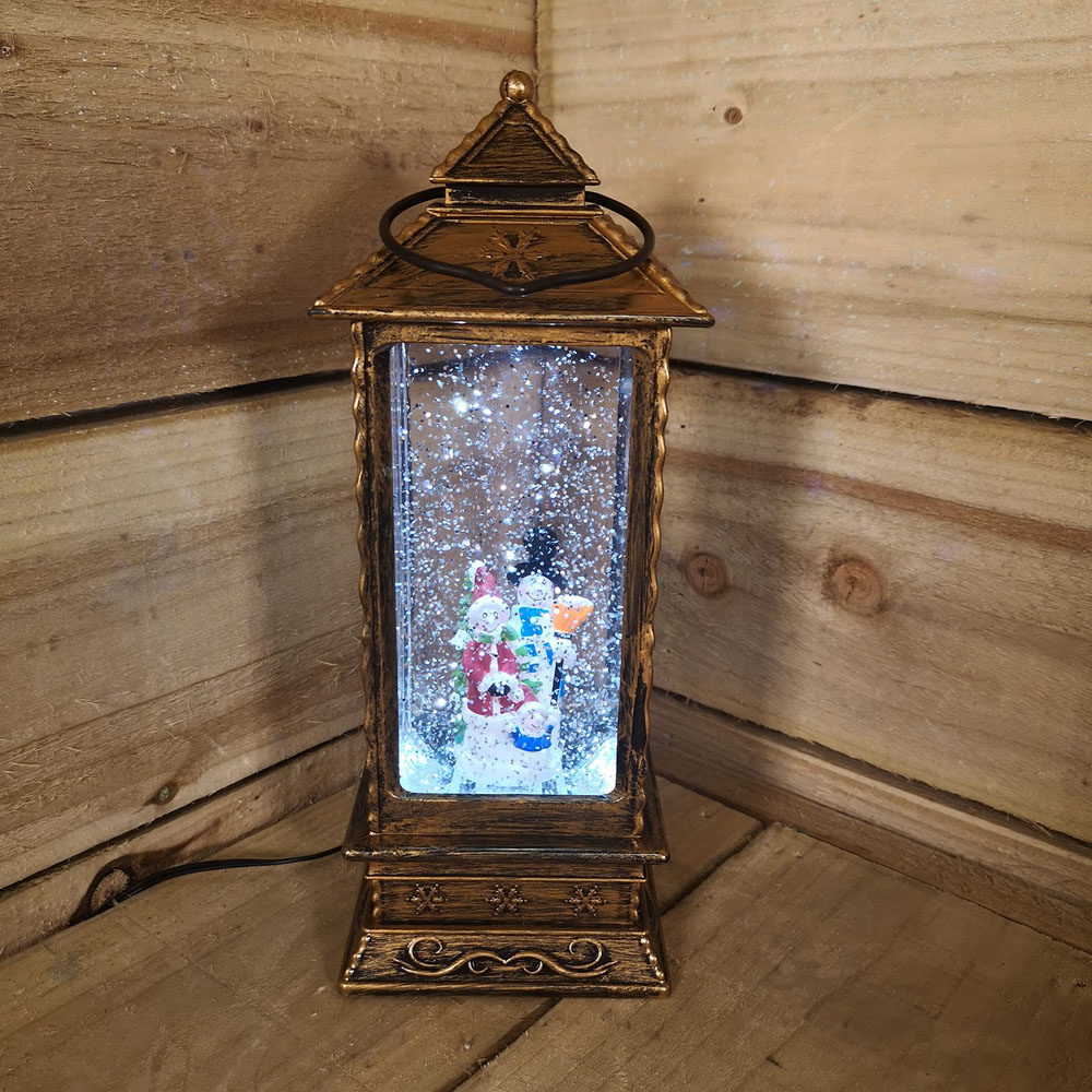 Samuel Alexander Snowman Scene Antique Effect Christmas Water Spinner Lantern 27cm Image 8