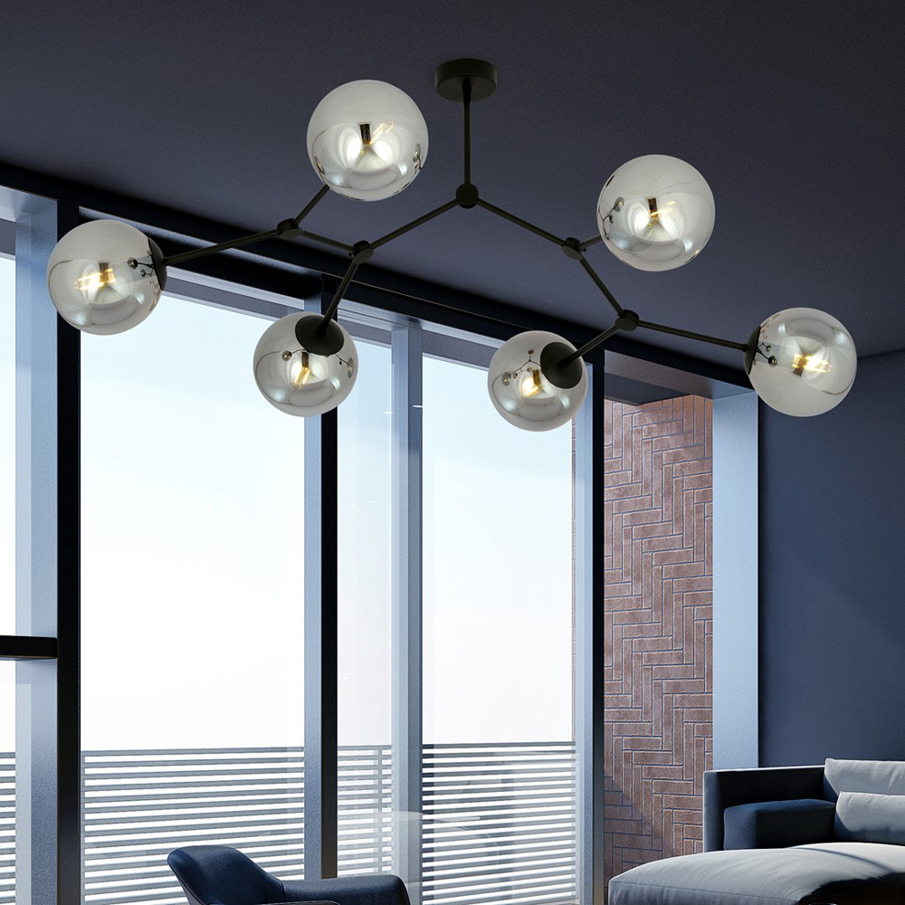 Emibig Space 6 Light Graphite Shade Black E14 Ceiling Light Image 2