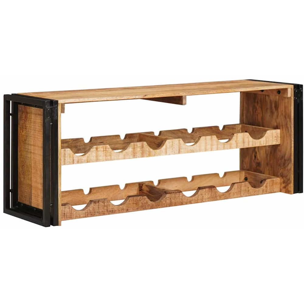 vidaXL 12 Bottle Brown Solid Rough Mango Wood Wall Mounted Wine Rack Image 4