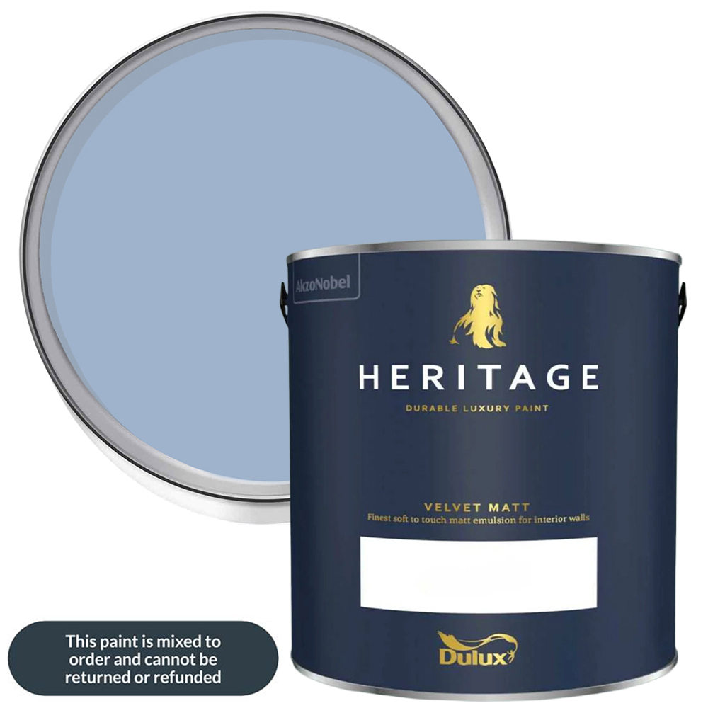 Dulux Heritage Walls and Ceilings Light Cobalt Velvet Matt Emulsion Paint 1L Image 1