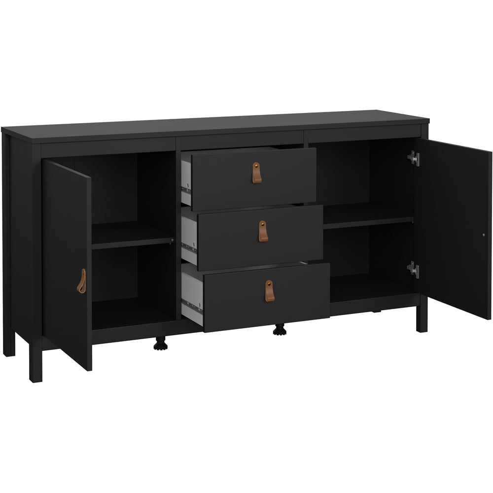 Florence Barcelona 2 Door 3 Drawer Matt Black Sideboard Image 4