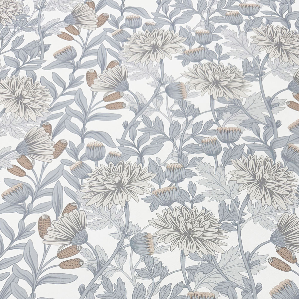 Muriva Martha Floral Cream and Blue Wallpaper Image 2