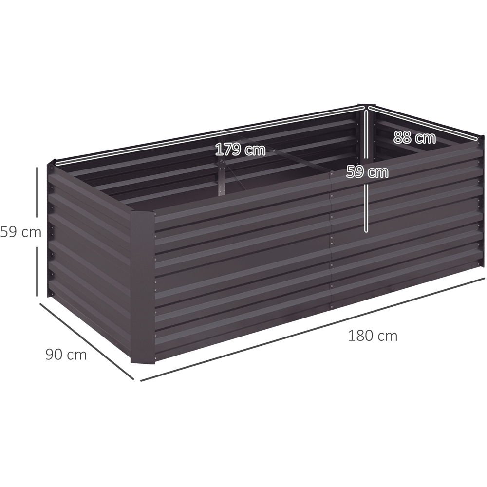 Outsunny Dark Grey Galvanised Steel Raised Garden Bed with Reinforced Rods 59 x 90 x 180cm Image 8