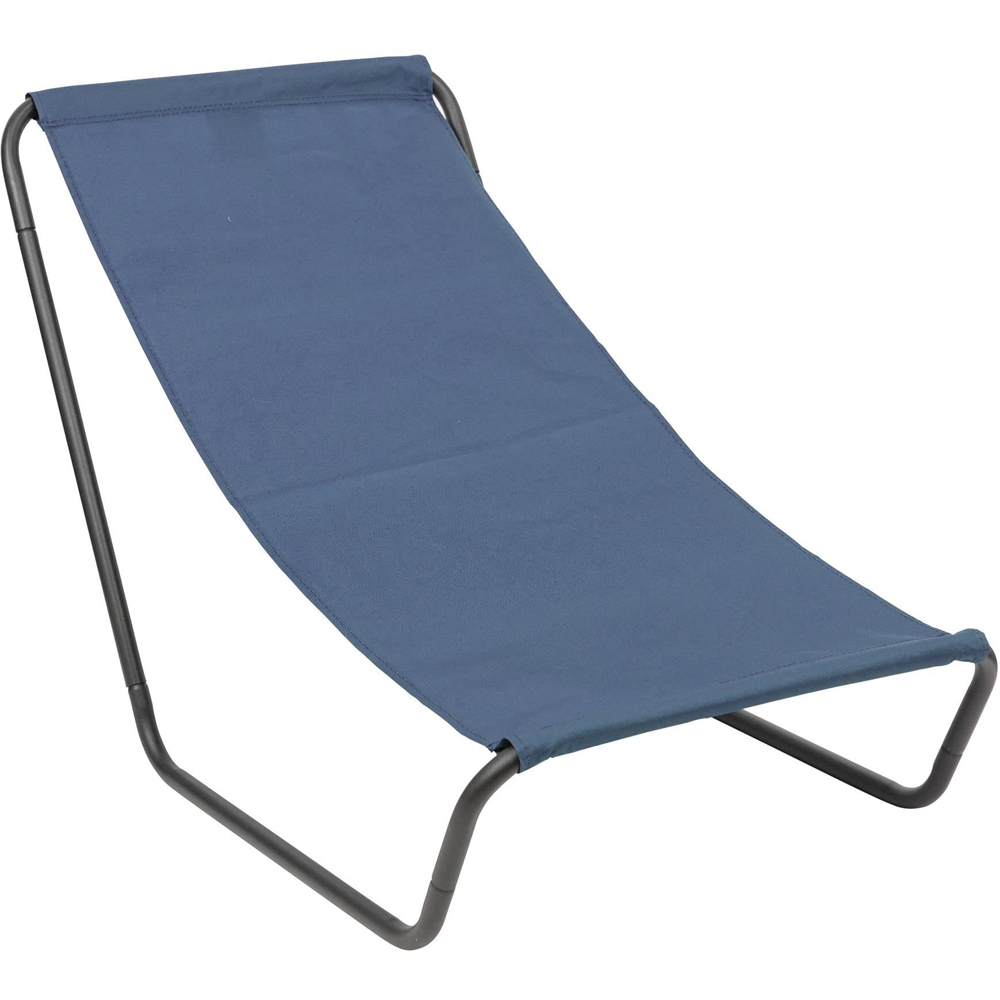 Harbour Housewares Matt Black and Navy Folding Beach Lounger Image 2