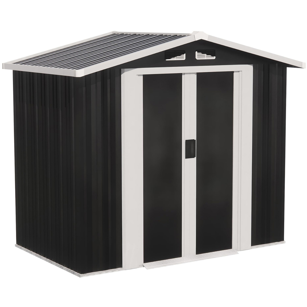 Alivio 6 x 4ft Black Metal Apex Garden Storage Shed Image 1
