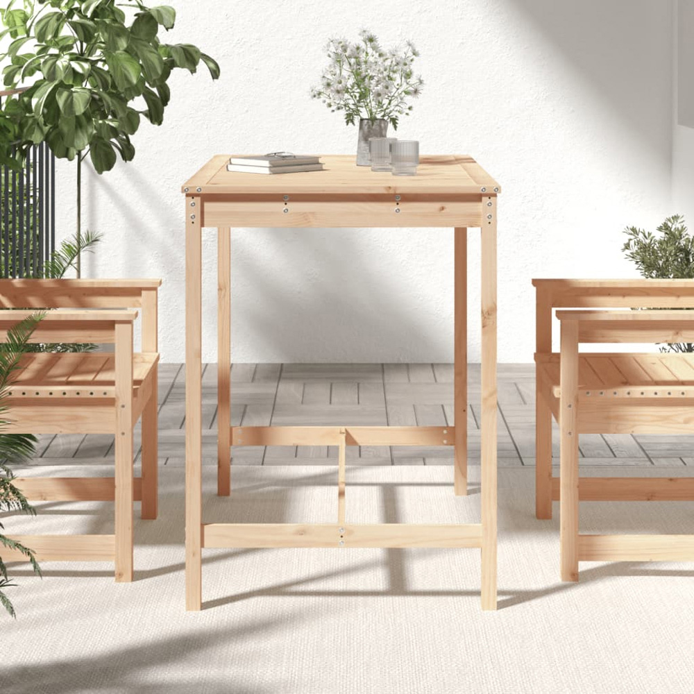 vidaXL 4 Seater Solid Pine Wood Slatted Garden Dining Table Natural Image 6