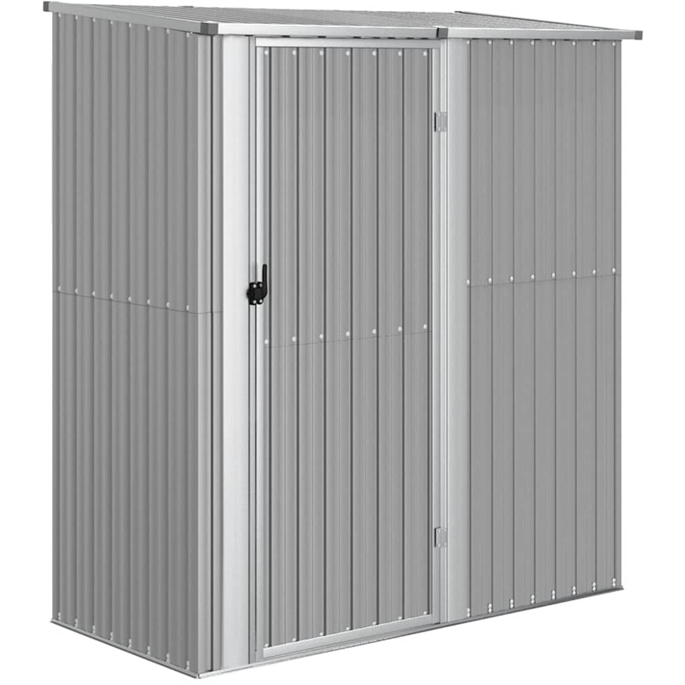 vidaXL 5.9 x 3.2ft Grey Galvanised Steel Pent Garden Shed Image 1