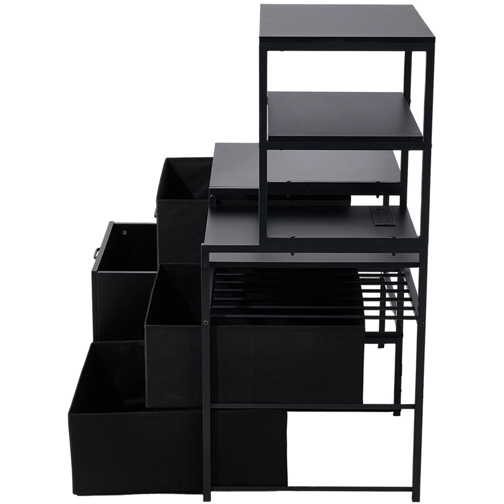 Living and Home 4 Drawer Black Mini Fridge Stand Kitchen Organiser with Wine Rack and Power Socket Image 3