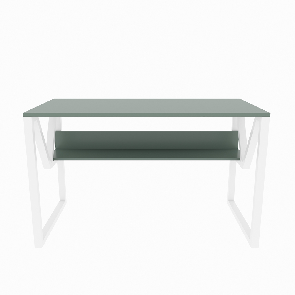 Decorotika Lona Single Shelf Study and Writing Desk Green and White Image 3