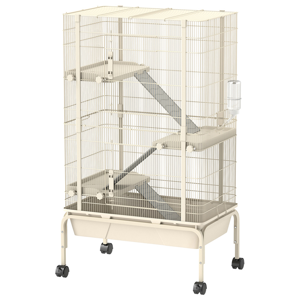 PawHut 4 Level Beige Rolling Small Animal Cage Image 1