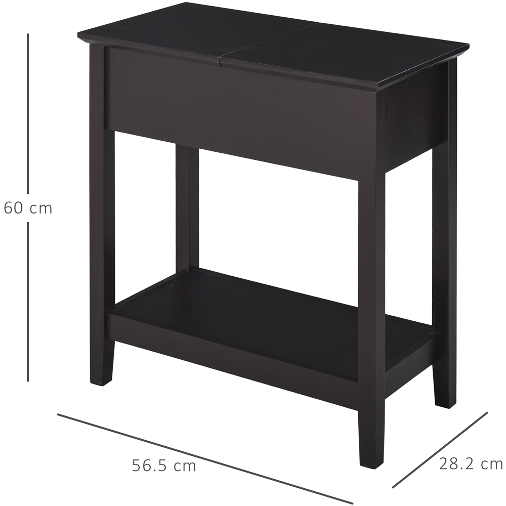 Portland Single Shelf Dark Coffee Flip Top Narrow Side Table Image 9