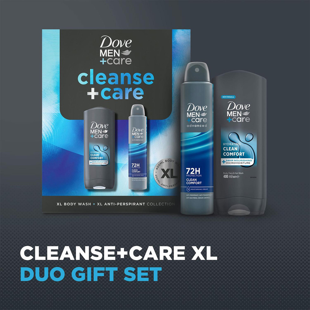 Dove Men+Care Cleanse and Care Bodywash and Bodyspray XL Duo Gift Set Image 5
