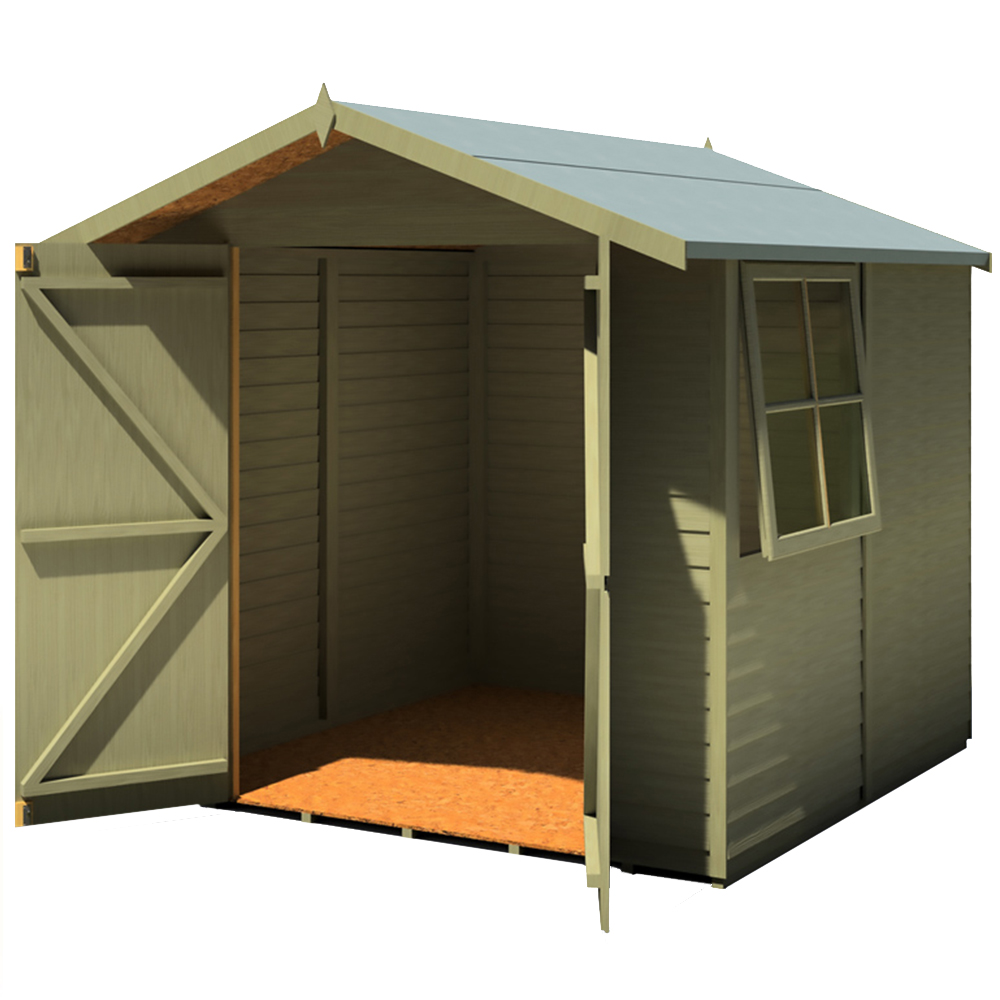 Shire 7 x 7ft Pressure Treated Overlap Apex Garden Shed Image 1