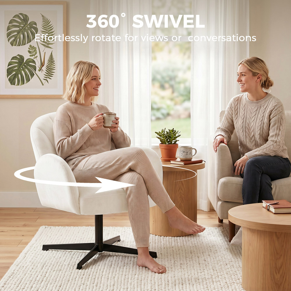 HOMCOM Cream Modern Swivel Accent Chair Image 6