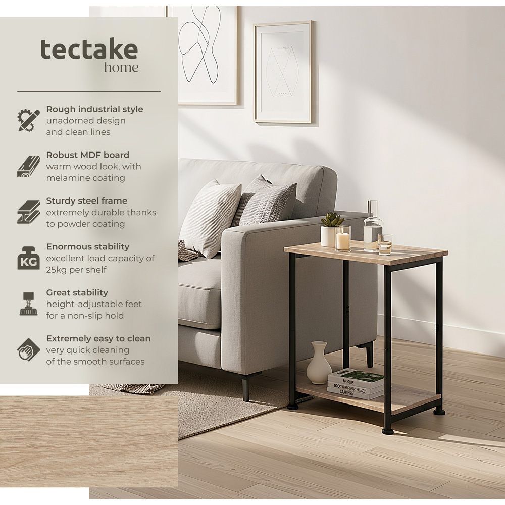 Tectake Yonkers Single Shelf Sonoma Oak Bedside Table Image 3