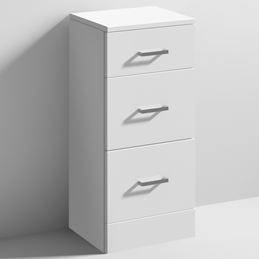 nuie Mayford 3 Drawer Gloss White Slim Floor Standing Unit Image 1