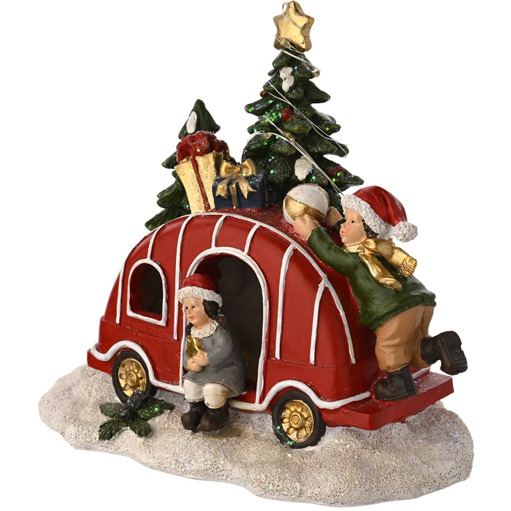 The Seasonal Gift Co Regal Tidings Light Up Christmas Caravan Decoration 16cm Image 4