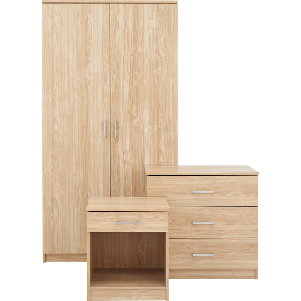 GFW Panama Oak Wood Bedroom Furniture Set 3 Piece Image 2