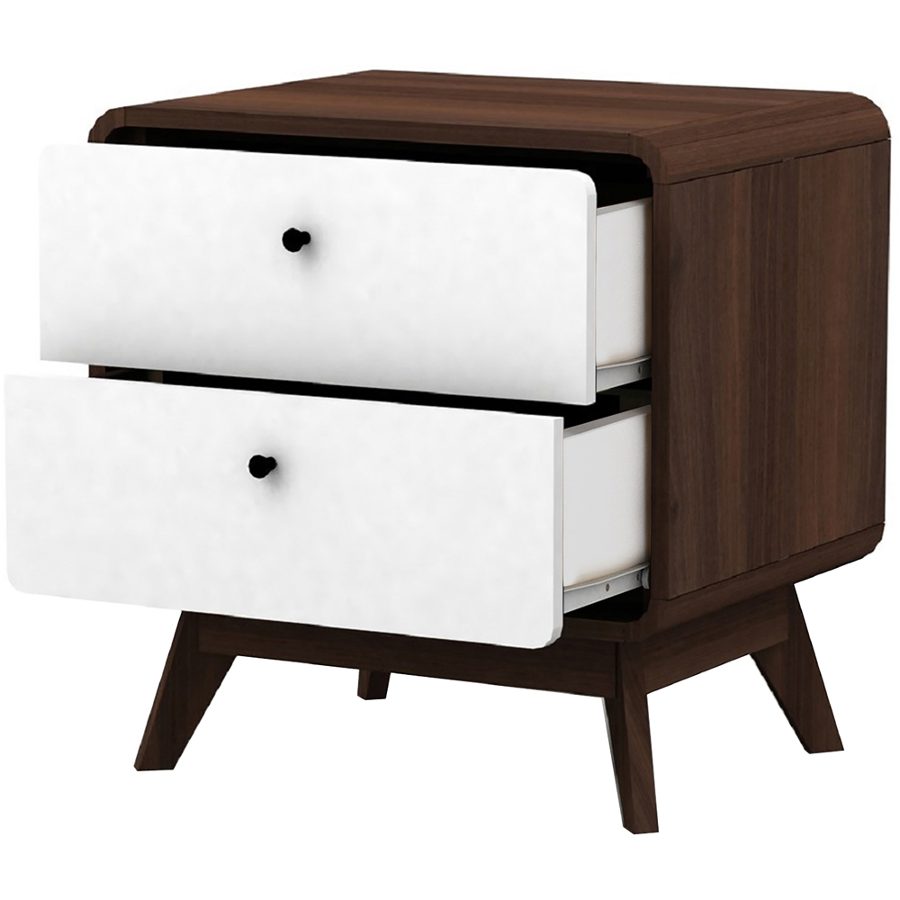 Loft24 Cassie 2 Drawer Walnut and White Nightstand Image 3