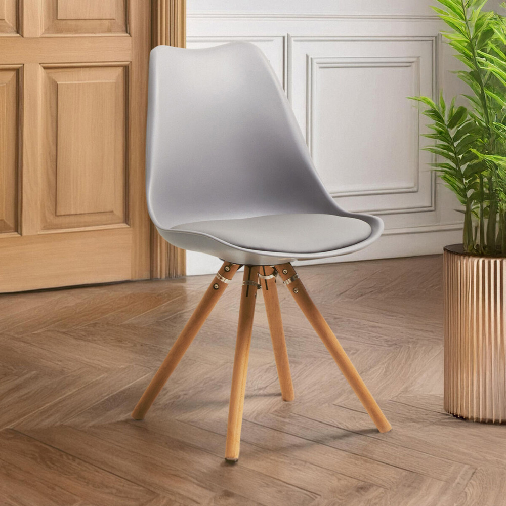 Premier Housewares Stockholm Grey Faux Leather Padded Seat Dining Chair Image 3