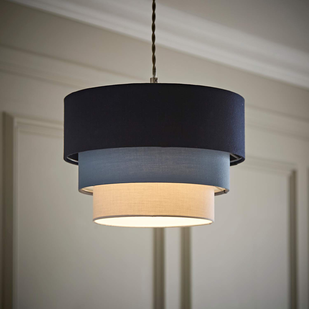 ValueLights Aztec 3 Tier Navy Blue Fabric Easy Fit Ceiling Pendant Lamp Shade 30cm Image 6