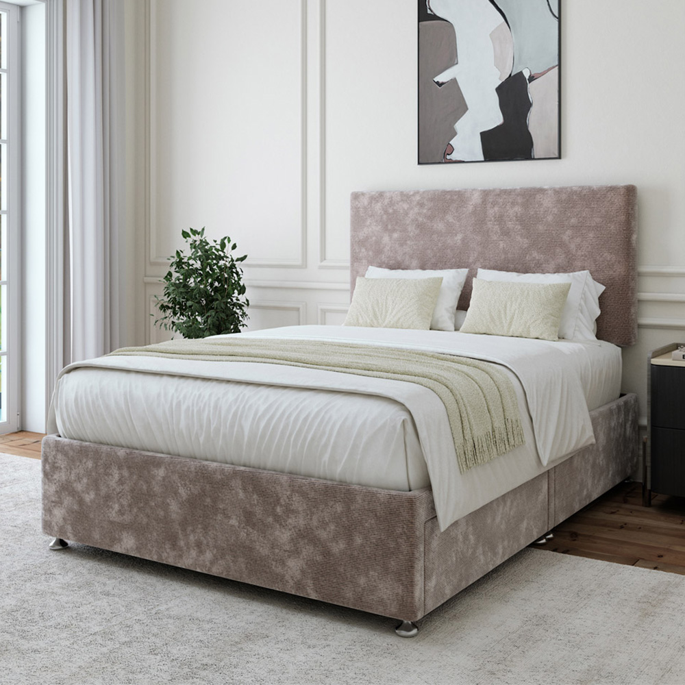 Bedmaster Super King Silver Chenille 2 Drawer Divan Base with Valencia Headboard Image 1