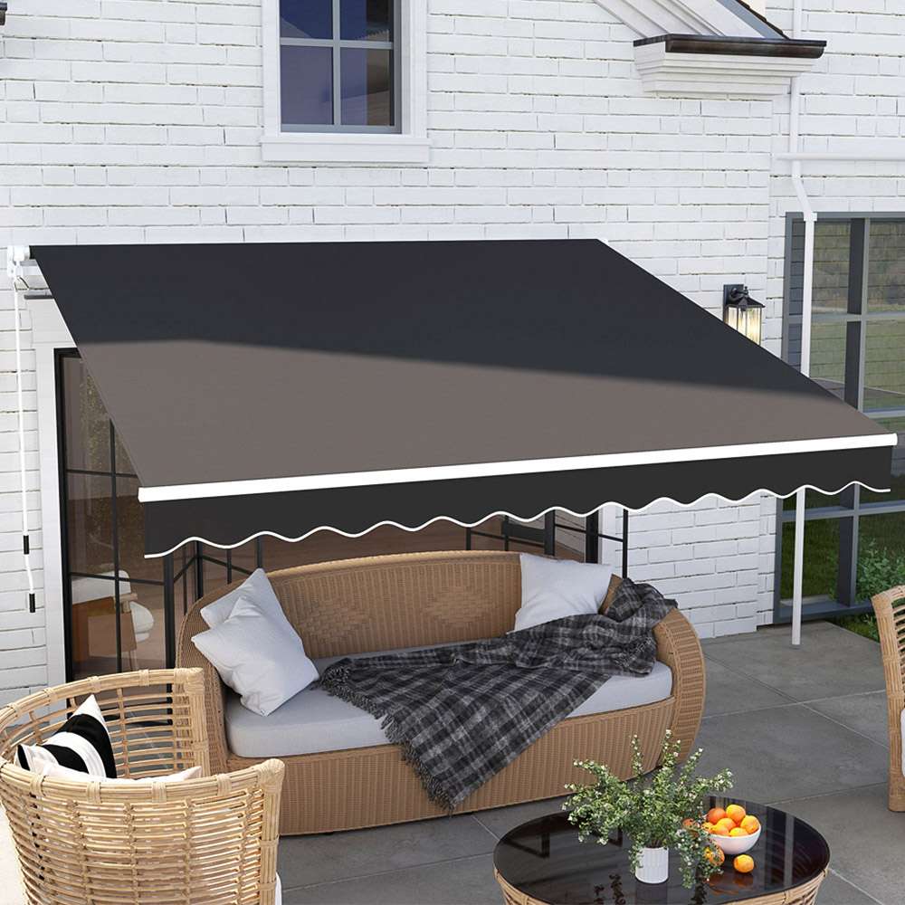Outsunny 2.95 x 2.5m Black Retractable Awning with Crank Handle Image 1