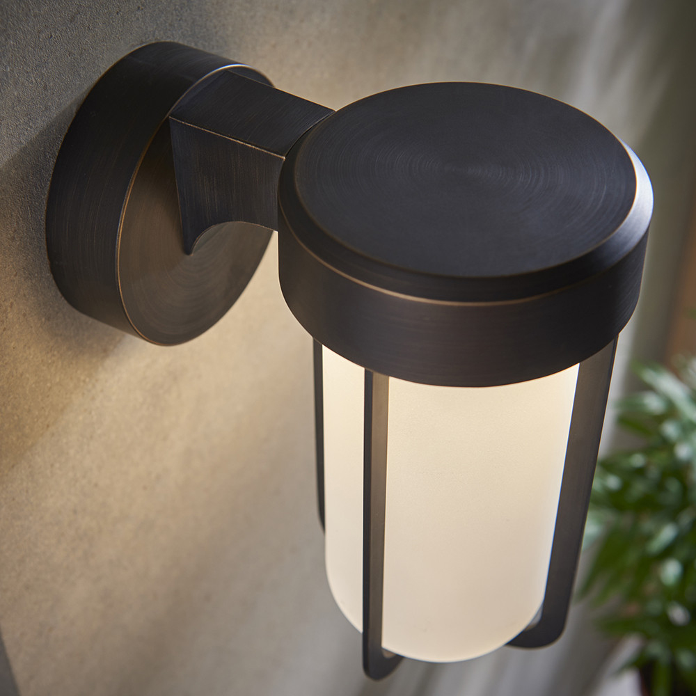 Merano Bevento Brushed Bronze LED Frosted Glass Outdoor Wall Lamp Image 5