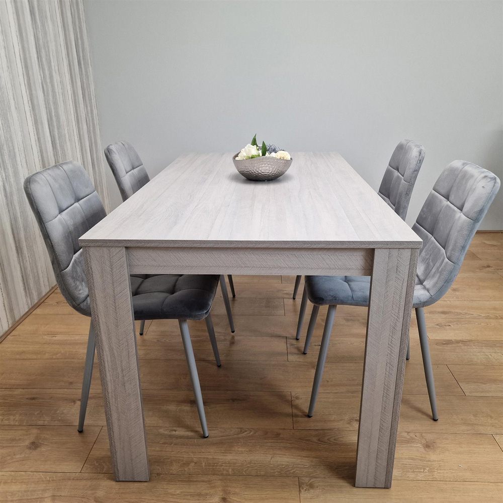 Portland 4 Seater Velvet Dining Set Grey Image 2