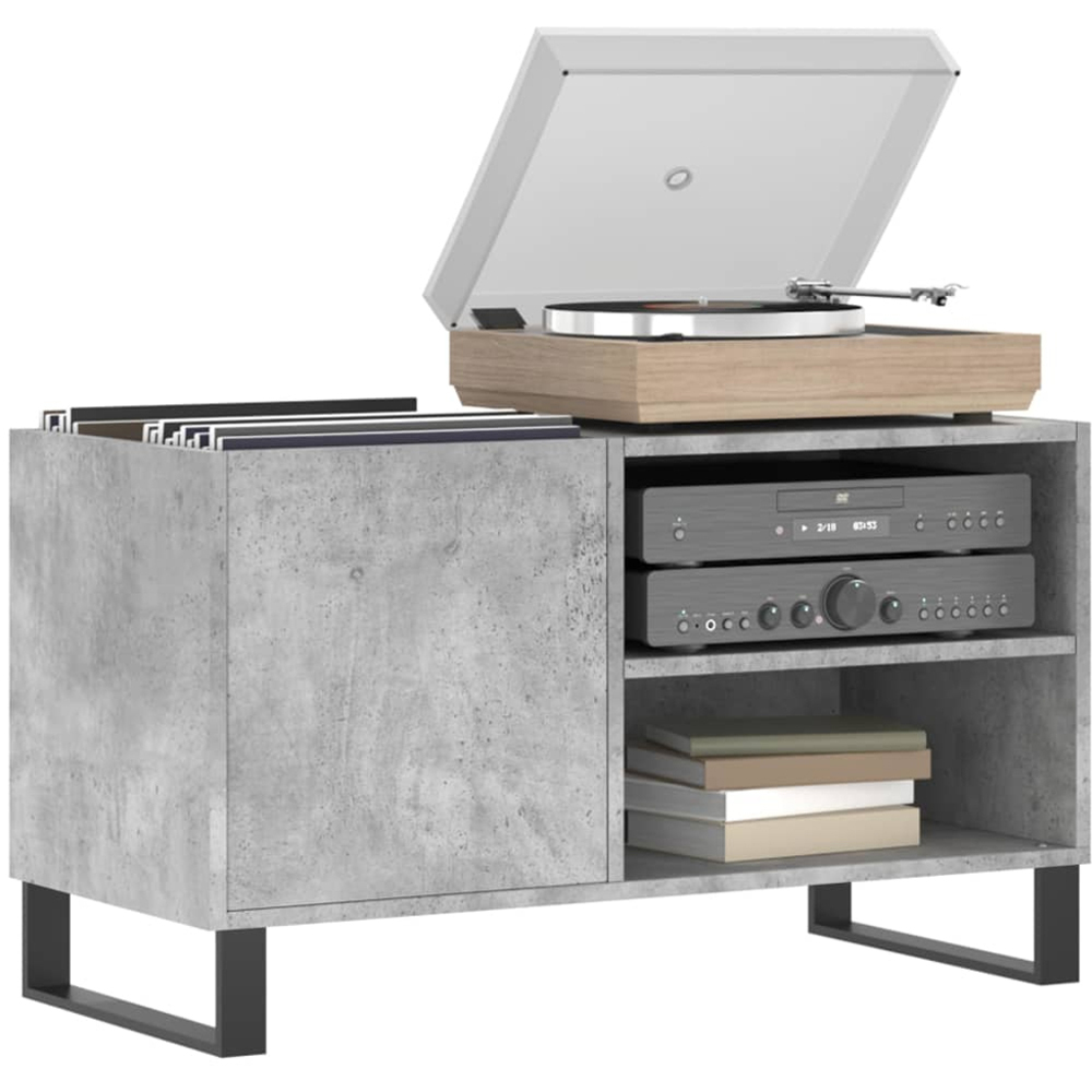 vidaXL 2 Shelf Concrete Grey Record Cabinet Image 3
