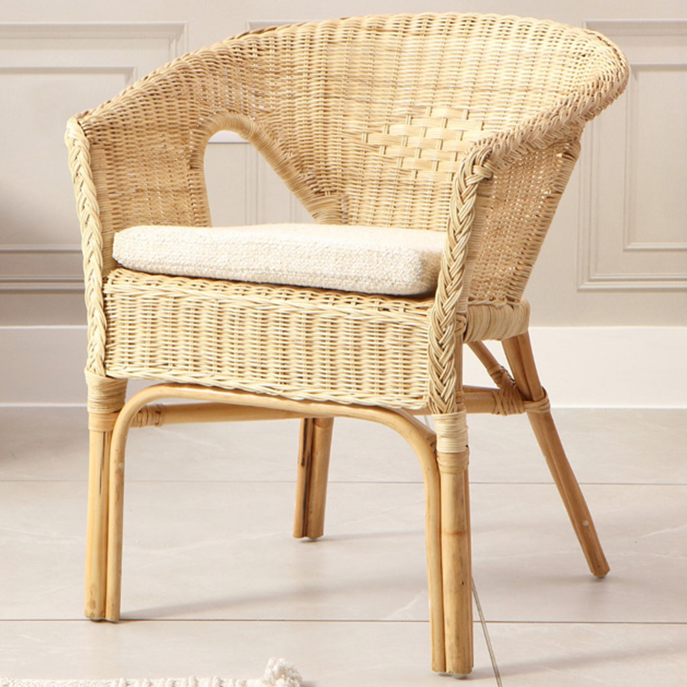 Desser Furniture Natural Wicker Adult Size Loom Chair with Cushion Image 1