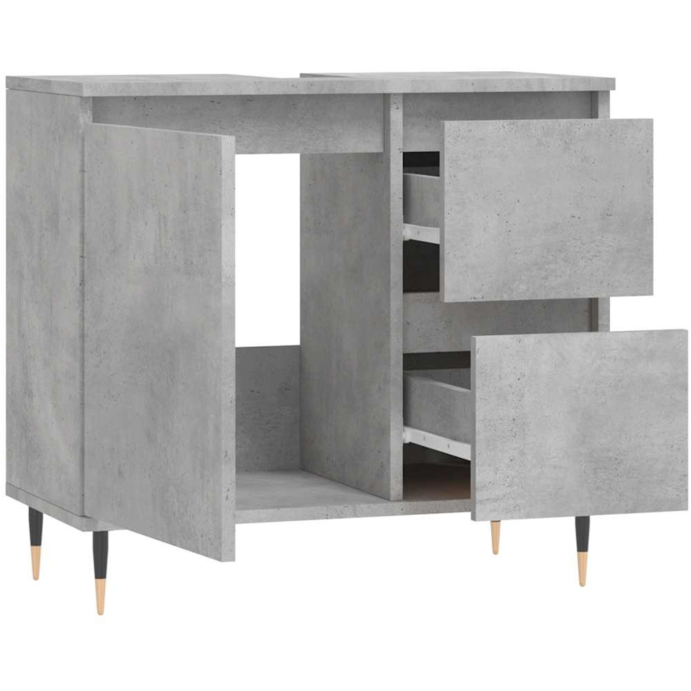 vidaXL Single Door 2 Drawer Concrete Grey Bathroom Cabinet Image 4