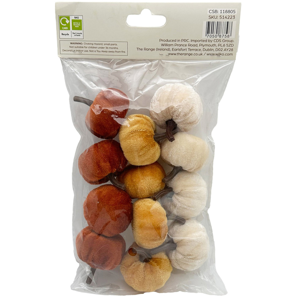 Pack of 12 Small Velvet Pumpkins Image 2