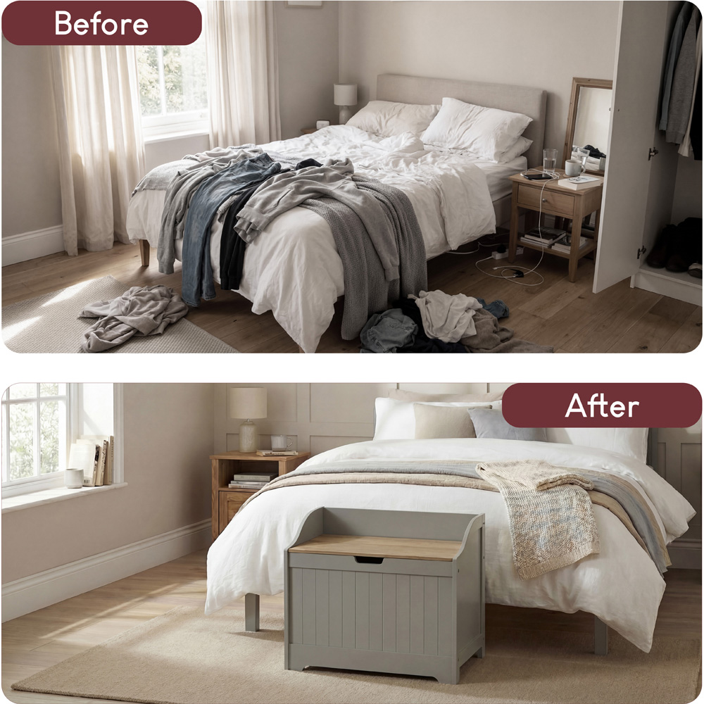 BATH VIDA Priano Grey Laundry Chest Image 4
