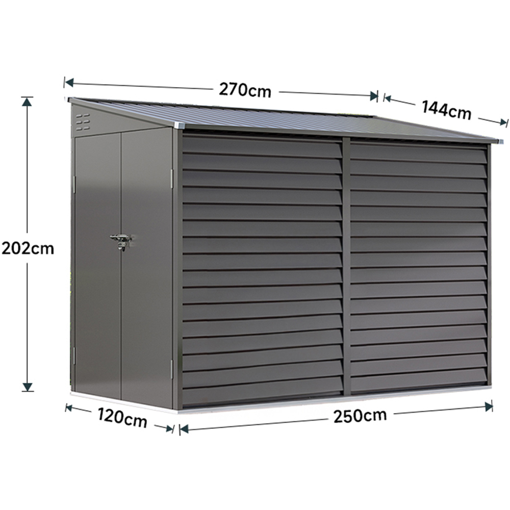 Living and Home 8.8 x 4.7ft Anthracite Steel Garden Storage Shed Image 8