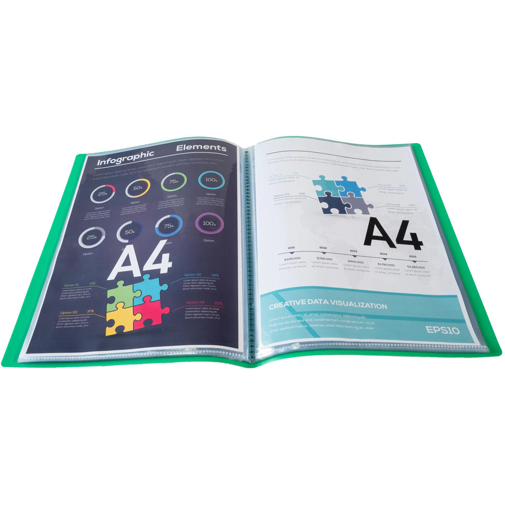 Exacompta Opak A4 40 Pocket Light Green Display Book 10 Pack Image 3