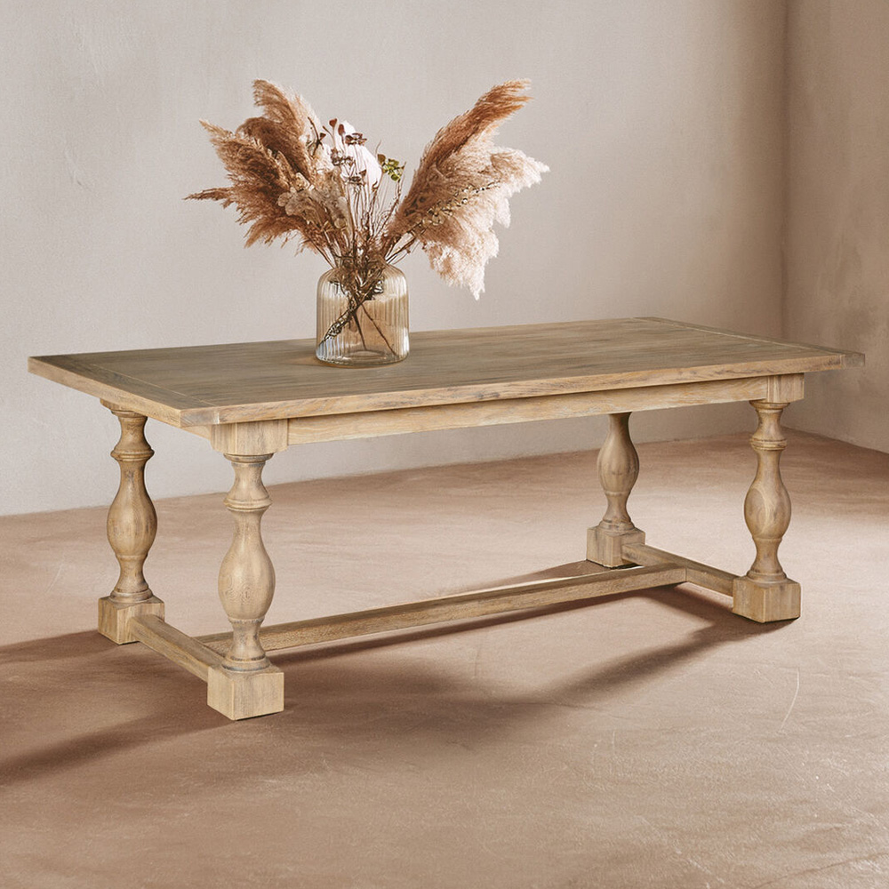 Premier Housewares 4 Seater Solid Oak Whitewash Dining Table Image 1