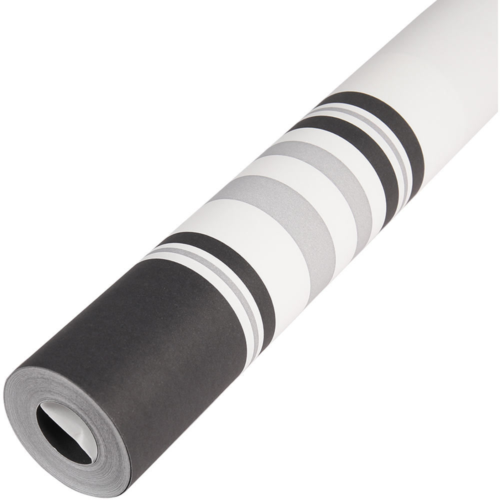 Living and Home Striped Grey and Black Non-Woven Wallpaper Image 4