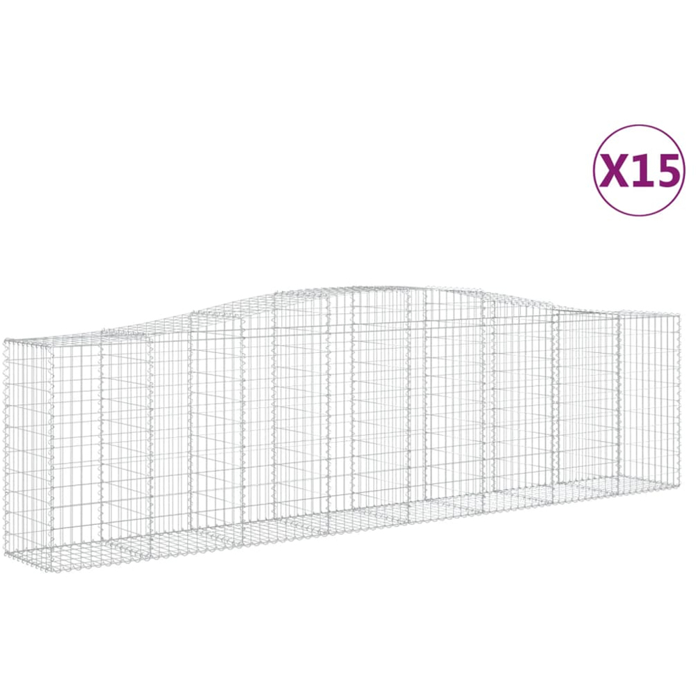 vidaXL Silver Galvanised Iron Arched Gabion Basket 400 x 50 x 100/120cm 15 Pack Image 2