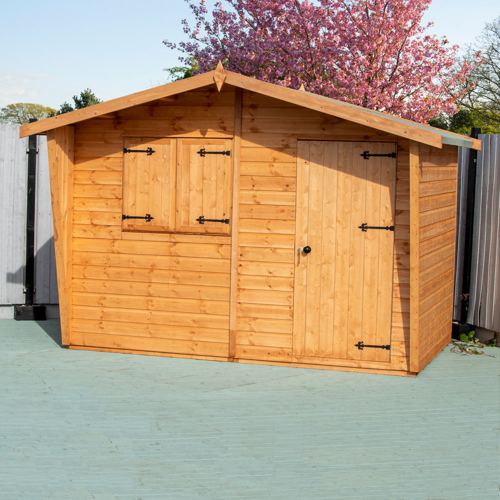 Shire 10 x 6ft Shiplap Style C Security Cabin Apex Garden Shed Image 2